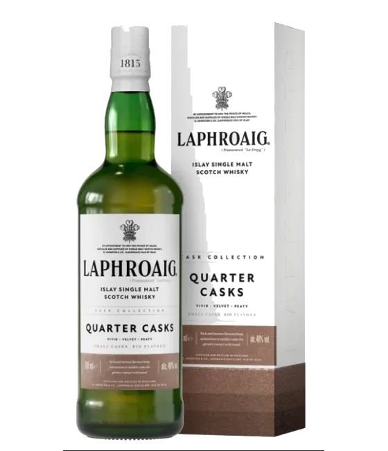 Laphroaig Quarter Cask Islay Single Malt whisky, fles bij slijterij t Bockje in Bathmen