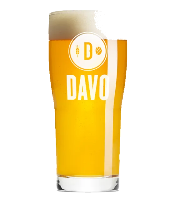 DAVO bierglas zonder voet, fles bij slijterij t Bockje in Bathmen
