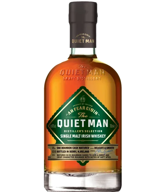 The Quiet Man Single Malt Irish Whiskey Bourbon cask, fles bij slijterij t Bockje in Bathmen