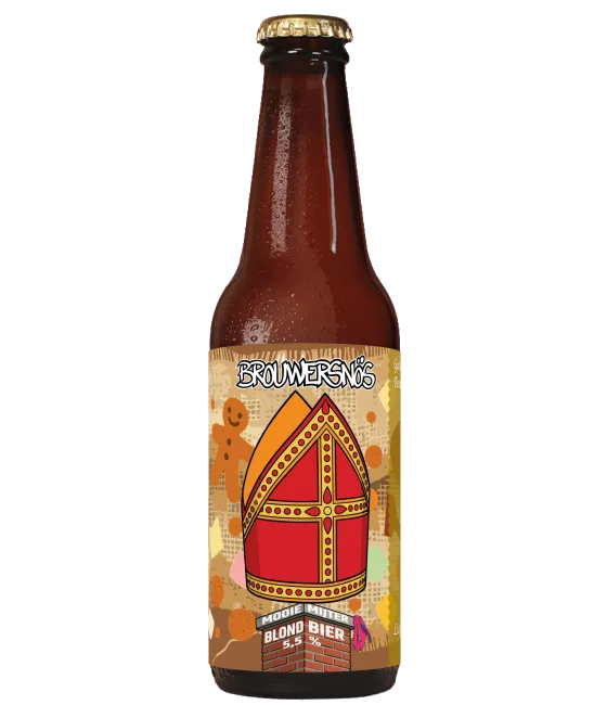 Brouwersnös Mooie Mijter Blond, fles bij slijterij t Bockje in Bathmen