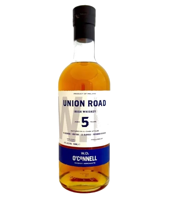 O’Connel Union Road 5 years old Irish whiskey, fles bij slijterij t Bockje in Bathmen