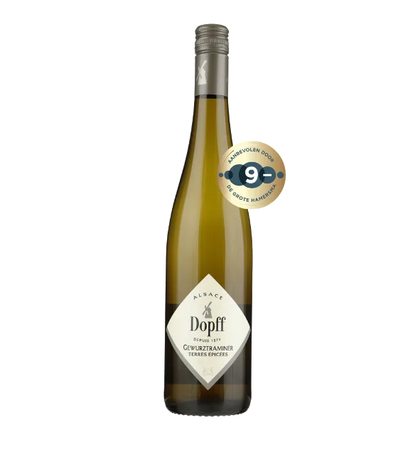 Dopff au Moulin Gewurztraminer, fles bij slijterij t Bockje in Bathmen