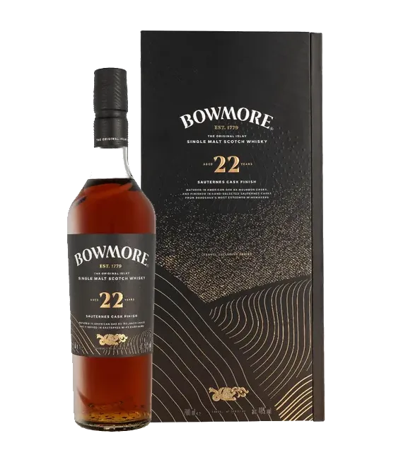 Bowmore 22Y Sauternes Cask Finish, fles bij slijterij t Bockje in Bathmen