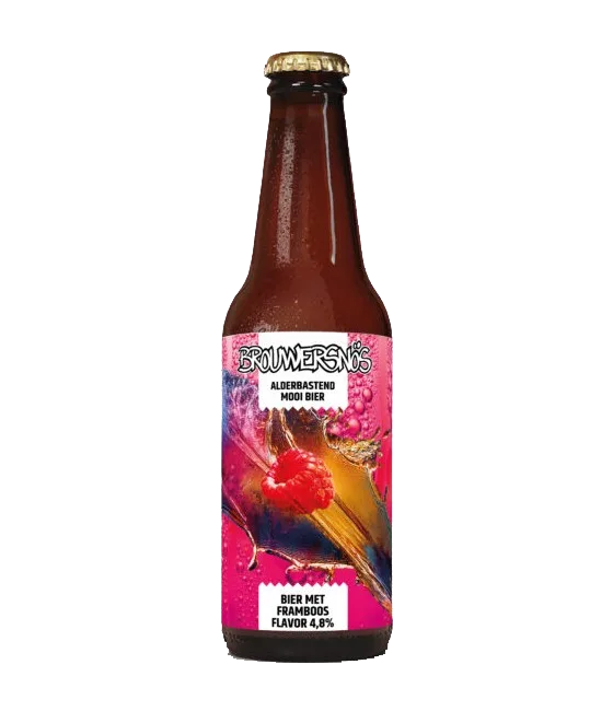 Brouwersnös Fruitbier Framboos, fles bij slijterij t Bockje in Bathmen