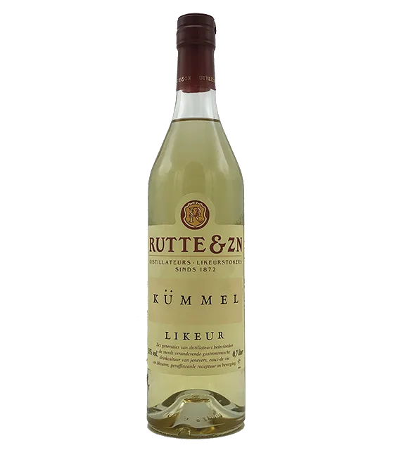 Nerutte Kummel, fles bij slijterij t Bockje in Bathmen