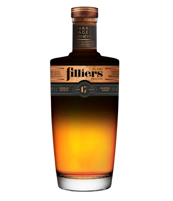 Filliers Barrel Aged Genever 17YO, fles bij slijterij t Bockje in Bathmen