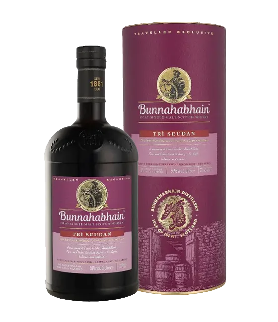 Bunnahabhain Trì Seudan, fles bij slijterij t Bockje in Bathmen
