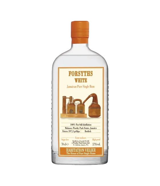 Habitation Velier Forsyths Jamaica White Rum, fles bij slijterij t Bockje in Bathmen