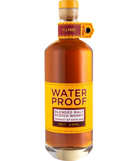 Waterproof Blended Malt, fles bij slijterij t Bockje in Bathmen