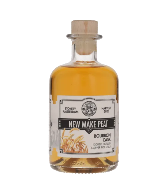 Stokery Amsterdam New Make Peat Bourbon Cask, fles bij slijterij t Bockje in Bathmen