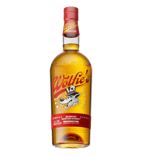 Wolfie’s Blended Scotch Whisky, fles bij slijterij t Bockje in Bathmen