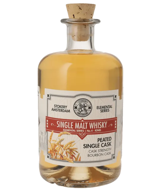 Stokery Amsterdam Elemental Series No.4 Ignis Peated Single Malt Whisky, fles bij slijterij t Bockje in Bathmen