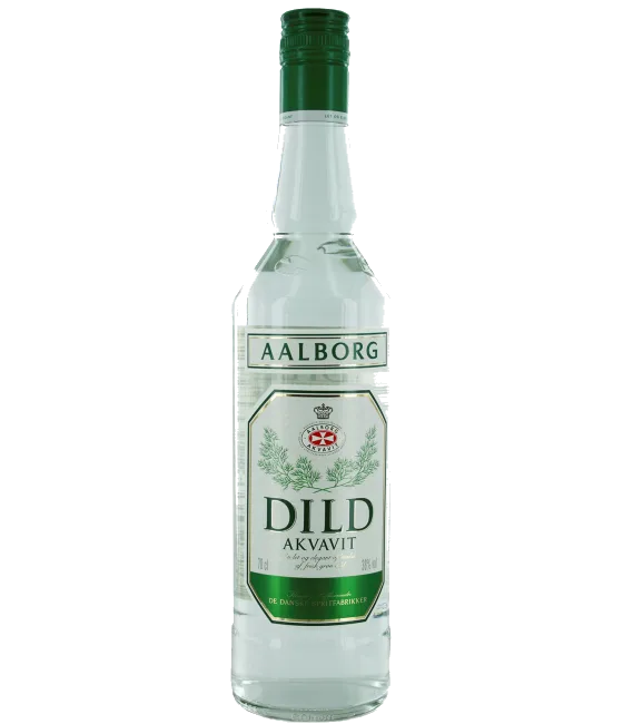 Aalborg DILD Akvavit, fles bij slijterij t Bockje in Bathmen