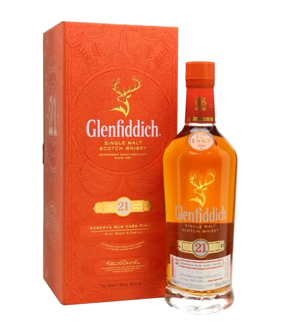 Glenfiddich 21 Years Old Gran Reserva Rum Cask Finish, fles bij slijterij t Bockje in Bathmen