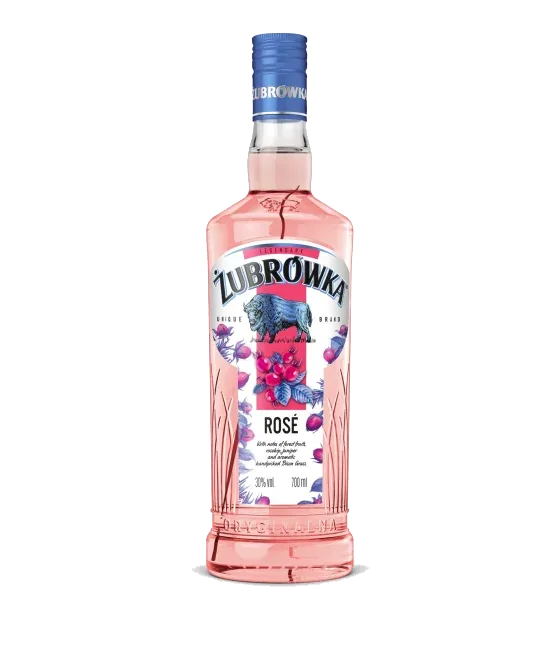 Zubrowka Rosé Vodka 30%, fles bij slijterij t Bockje in Bathmen