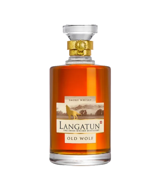 Langatun Old Wolf Smokey Whiskey, fles bij slijterij t Bockje in Bathmen