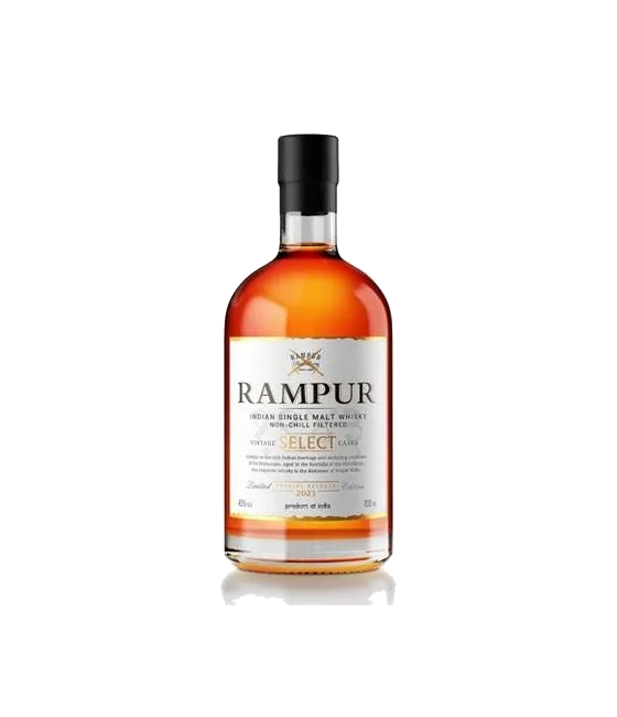Rampur Select Cask 2023 Indian Single Malt, fles bij slijterij t Bockje in Bathmen