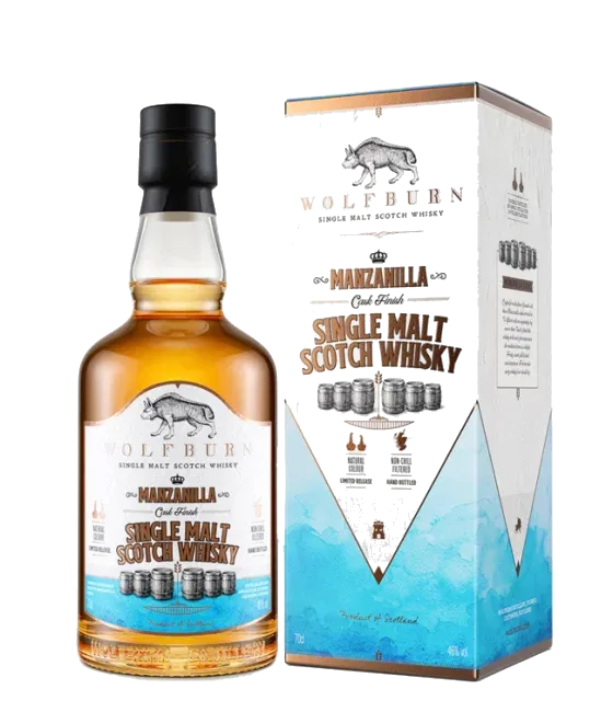Wolfburn Manzanilla Cask Finish, fles bij slijterij t Bockje in Bathmen