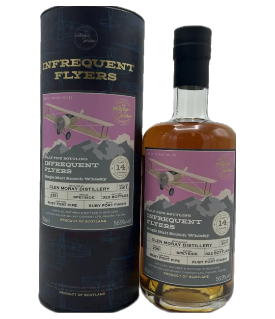 Infrequent Flyers Glen Moray 2011 14Y, fles bij slijterij t Bockje in Bathmen