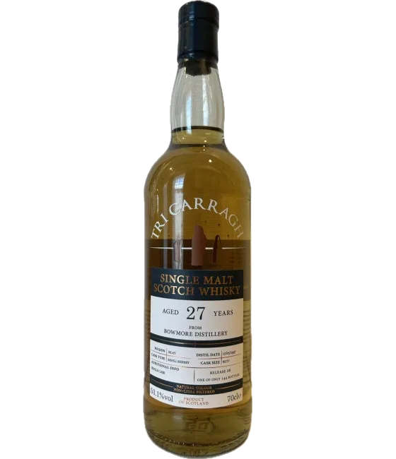 Tri Carragh Bowmore 27 Years Old 1997, fles bij slijterij t Bockje in Bathmen