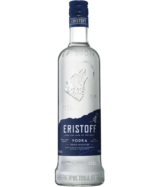 Eristoff Vodka, fles bij slijterij t Bockje in Bathmen