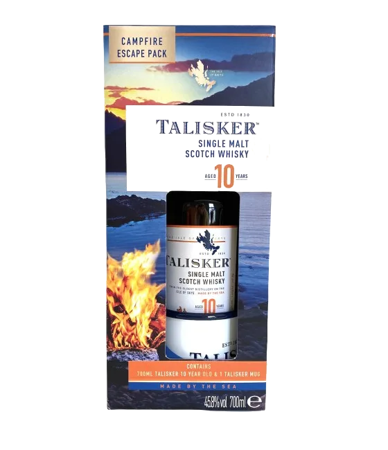 Talisker 10YO giftpack, fles bij slijterij t Bockje in Bathmen