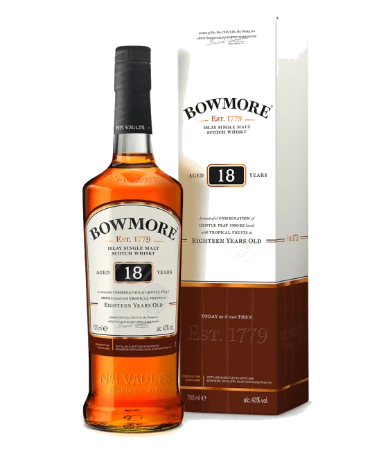 Bowmore 18 Years Old Islay Single Malt Whisky, fles bij slijterij t Bockje in Bathmen