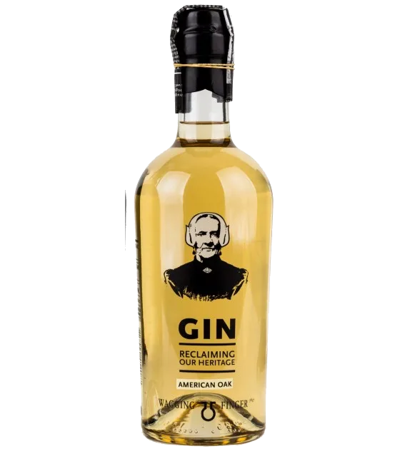 Wagging Finger Deventer Aged Gin, fles bij slijterij t Bockje in Bathmen