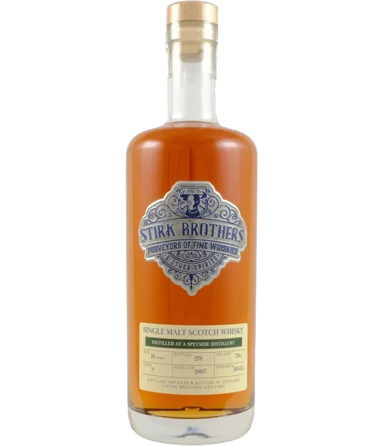 Stirk Brothers A Speyside Distillery 2007, fles bij slijterij t Bockje in Bathmen