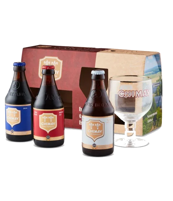 Chimay Trilogie + bokaal Giftpack, fles bij slijterij t Bockje in Bathmen