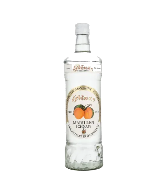 Prinz Marillen Schnaps, fles bij slijterij t Bockje in Bathmen