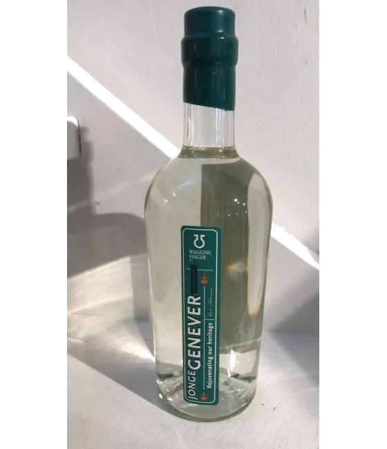 Wagging Finger Jonge Jenever, fles bij slijterij t Bockje in Bathmen