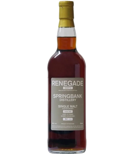 SPRINGBANK 18 Y Renegade Cask 003, fles bij slijterij t Bockje in Bathmen