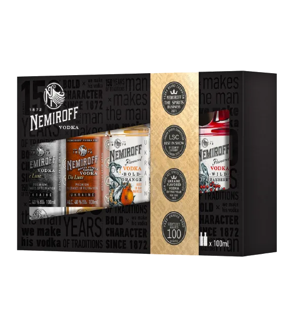 Nemiroff Vodka Deluxe Geschenkset 5x10cl, fles bij slijterij t Bockje in Bathmen