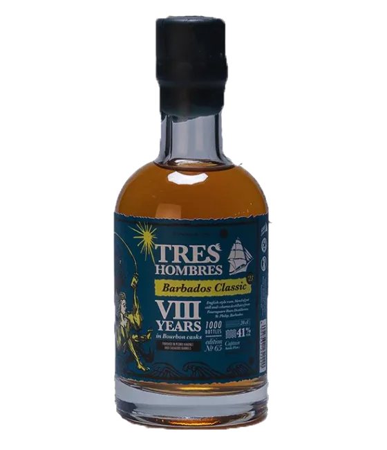 Tres Hombres Rum Ed. 65 Barbados VIII mini, fles bij slijterij t Bockje in Bathmen