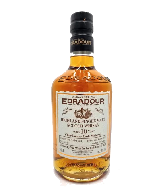 Edradour 10 Years Old 2011 Chardonnay Cask Matured #401, fles bij slijterij t Bockje in Bathmen
