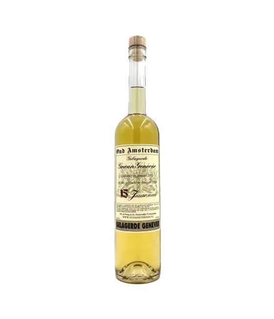 Oud Amsterdam 15 Jaar Gelagerde Graangenever, fles bij slijterij t Bockje in Bathmen
