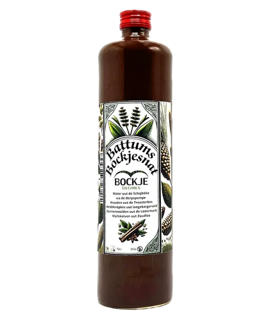 Battums Bockjesnat, fles bij slijterij t Bockje in Bathmen