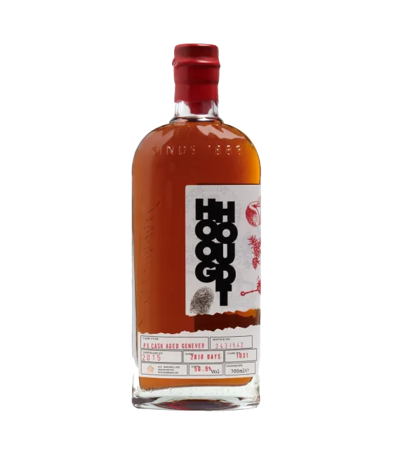 Hooghoudt 7Y PX Cask Aged Genever, fles bij slijterij t Bockje in Bathmen