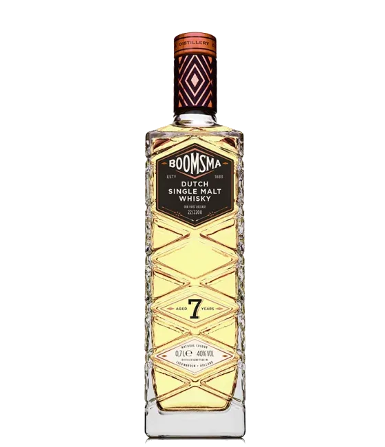 Boomsma Dutch Single Malt Whisky 7 Jaar Oud, fles bij slijterij t Bockje in Bathmen
