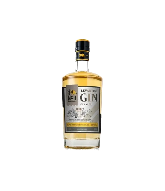M&H Levantine Gin Oak Aged, fles bij slijterij t Bockje in Bathmen