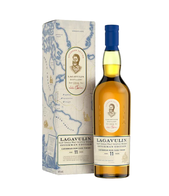 Lagavulin 11 Years Old Offerman Edition Caribbean Rum Cask Finish, fles bij slijterij t Bockje in Bathmen