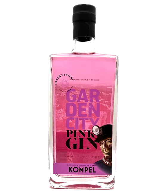Kompel Miner’s Finest Garden City Pink Gin, fles bij slijterij t Bockje in Bathmen