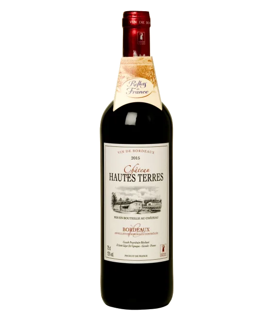 Château Hautes Terres Bordeaux rouge, fles bij slijterij t Bockje in Bathmen