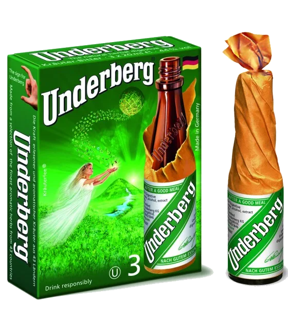 Underberg mini setje 3 x 2 cl, fles bij slijterij t Bockje in Bathmen