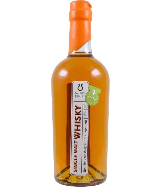 Wagging Finger 5 Years Old Single Malt 1e Editie, fles bij slijterij t Bockje in Bathmen
