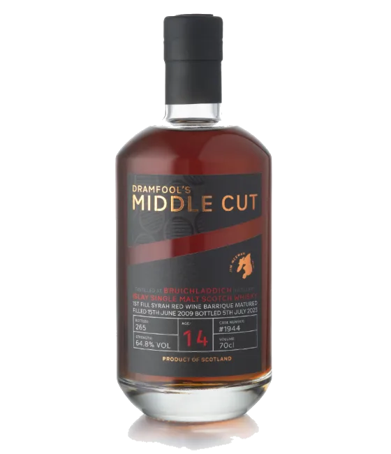 Dramfool’s Middle Cut Bruichladdich 14 Years Old 2009 #1944, fles bij slijterij t Bockje in Bathmen