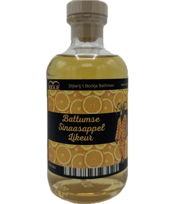 Battumse Sinaasappel Likeur, fles bij slijterij t Bockje in Bathmen