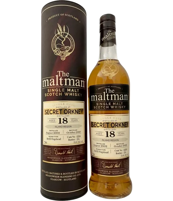 The Maltman Secret Orkney 18 Y Vintage 2002, fles bij slijterij t Bockje in Bathmen