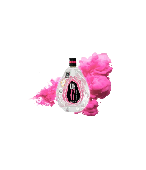 Pink 47 London Dry Gin, fles bij slijterij t Bockje in Bathmen